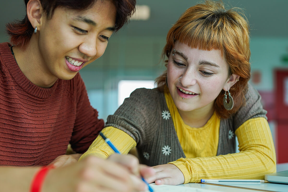 high school students working